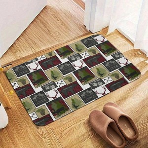Mountain Bear Deer Bathroom Rugs Winter Bath Mat Absorbent Non Slip Bathroom Mat Christmas Soft Floor Carpet 16x20 Inches - 1 of 1