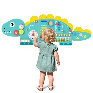 Costway 11-in-1 Dinosaur Activity Wall Busy Board Panels for Education Early Development Blue/Green - 1 of 4