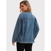 INSPIRE CHIC Women's Denim Corduroy Collar Long Sleeves Button Down Western Shacket Jean Jackets - 4 of 4