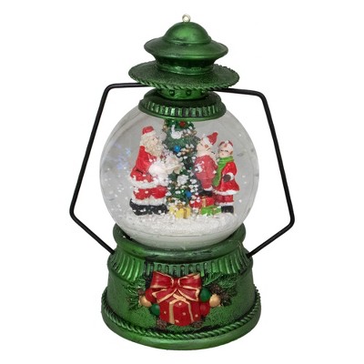 Northlight 8" Santa Claus and Kids By Christmas Tree Lantern Snow Globe