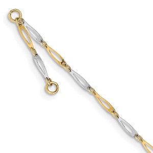 Black Bow Jewelry 2.2mm 14k Two Tone Gold Polished Link Anklet, 9.5-10.5 Inch - 1 of 4