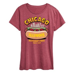 Women's - Instant Message - Chicago Hot Dog Skyline Short Sleeve Graphic T-Shirt - 1 of 4