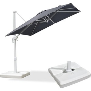 PURPLE LEAF Patio Umbrella White Cantilever Offset Umbrella Square Outdoor Umbrella with 360-degree Rotation for Garden Deck Pool - 1 of 4