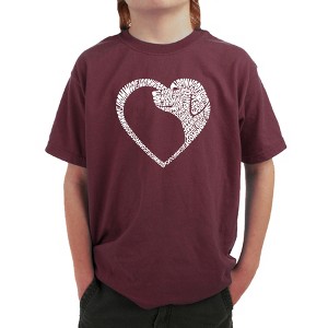 LA Pop Art Dog Heart - Boy's Word Art T-Shirt Maroon X Small - 1 of 4