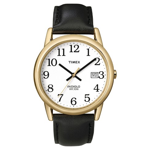 Timex easy reader 2025 leather strap watch