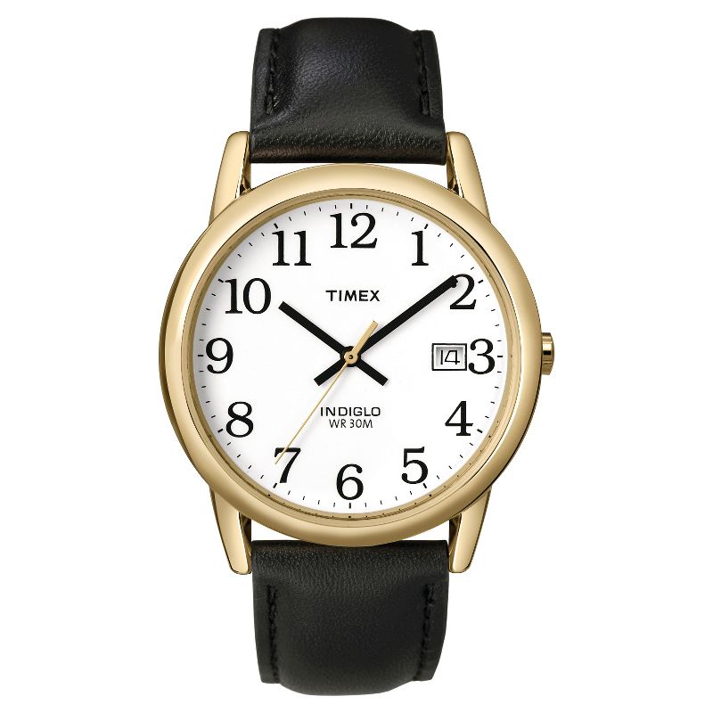 Men&#39;s Timex Easy Reader Watch with Leather Strap - Gold/Black T2H2919J, 1 of 4