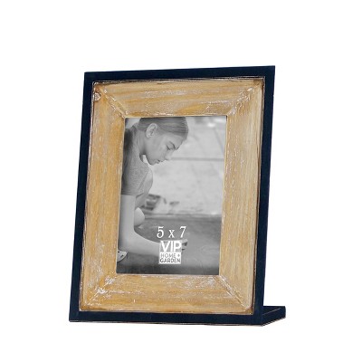 VIP Wood 10.5 in. Brown 5X7 Picture Frame with Stand