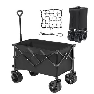 VEVOR Collapsible Folding Wagon, 150 L Beach Wagon Cart with All-Terrain Wheels, Heavy Duty Folding Wagon Cart Max 265 lbs with Drink Holders - 1 of 4