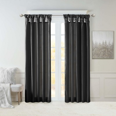 Faux Silk Bead Trim Luxurious Window Valance, DIY Twist Tab Top with Extra Lining Multi-Color Valance for All Decor Styles