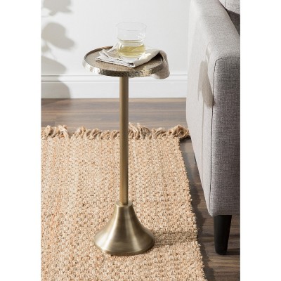 Sanzo Handcrafted Gold Iron Drink Table with Hammered Texture
