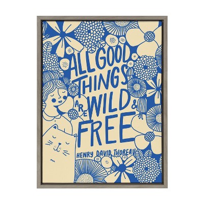 18" x 24" Sylvie Wild and Free by Keely Reyes Framed Wall Canvas Set Gray - Kate & Laurel All Things Decor