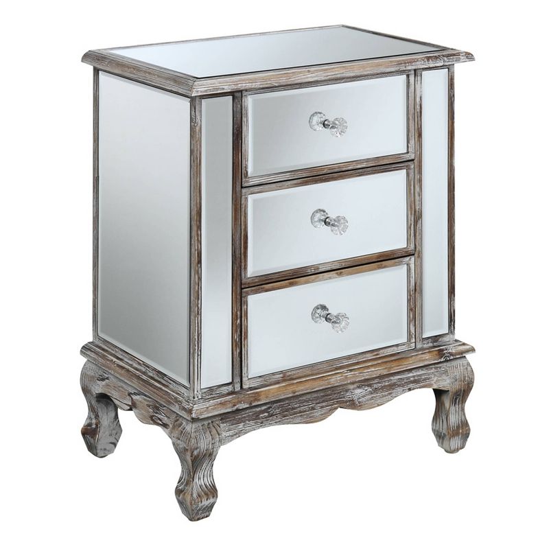 Gold Coast Vineyard Mirrored 3 Drawer End Table - Breighton Home, 1 of 6