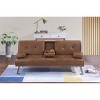 RISOKEYS Faux Leather Convertible Sofa - Tufted Upholstered Plush Cushion Couch Sofa W/Adjustable Backrest, Folding Cup Holder for Livingroom - 4 of 4