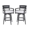 2 Piece Outdoor Swivel Bar Chairs, Aluminum Counter Height Bar Stools, Armrest Patio Bar Chair for Kitchen Garden Pool Backyard, 250 Lbs Max Load - 3 of 4