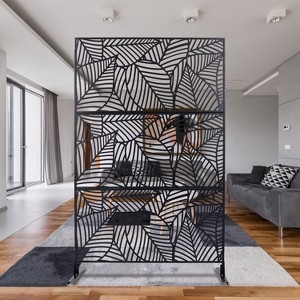 PAGED Privacy Screen Modern Metal Fence Partition Panel with Rectangular Pattern for Balcony Garden Room Divider, 76" H×48" W - 1 of 4