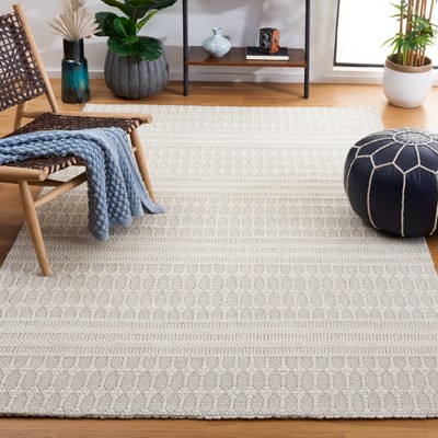 Ivory Beige 36"x5" Handwoven Flatweave Wool Blend Rug