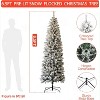 COZONY Prelit Pencil Christmas Tree, Partially Flocked Skinny Xmas Tree with Frosted Tips & Foldable Stand for Holiday Decor - 4 of 4
