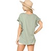 Women's Roxane Solid Slub Cotton Knit Shoulder Flutter Sleeve Top - GiGiO - 3 of 4