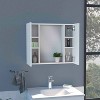 Vynxaria Double Door Medicine Cabinet in White, Featuring a Sleek Mirror and One External Shelf for Stylish Storage and Easy Access in Your Bathroom. - 2 of 4