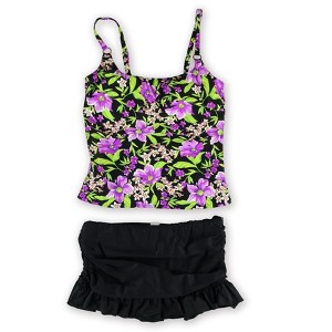 Island Escape Womens Floral Skirtini 2 Piece Tankini - 1 of 2