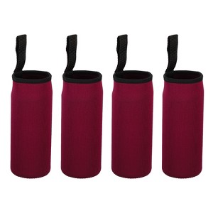 Unique Bargains Neoprene Insulated Water Bottle Sleeve with Finger Strap 2.56"x7.09" 4 Pcs - 1 of 4