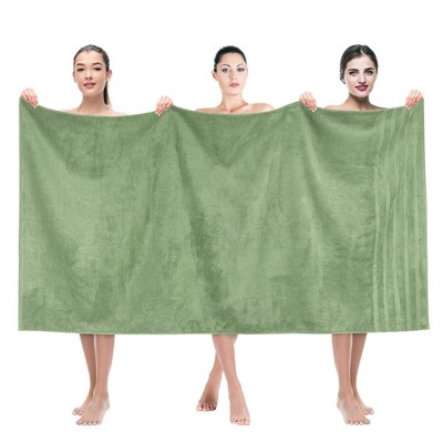 American Soft Linen 100% Cotton Jumbo Large Bath Towel, 35 in by 70 in Bath Towel Sheet, Sage Green