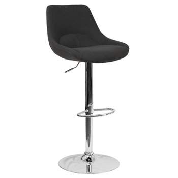Merrick Lane Adjustable Height Barstool Contemporary Barstool with Support Pillow and Metal Base with Footrest