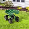 Costway Rolling Garden Cart Heavy Duty Workseat with 360° Swivel Seat & Adjustable Height Blue/Red/Green - 2 of 4