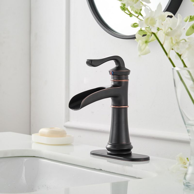 BWE Waterfall Single Hole Single-Handle Bathroom Faucet With Pop-up Drain in Oil Rubbed Bronze, 3 of 7