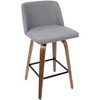 Mid-Century Modern 360¡ã Swivel Counter Stools with Bentwood Legs, Padded Seat and Backrest, and Square Footrest (Set of 2) for Kitchen - 2 of 4