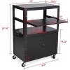 Av Cart with Lockable Cabinet, Height Adjustable 24-42", Non-Slip Mat, 100 Lbs Capacity - 3 of 4