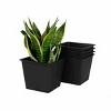 SEVOBAL Planters 7.9" Square Nursery Plant Pot With Drainage Holes Lightweight UV Resistant Durable And All Season (5 Pack), Black, 7.90"*7.9"*6.70" - 3 of 4