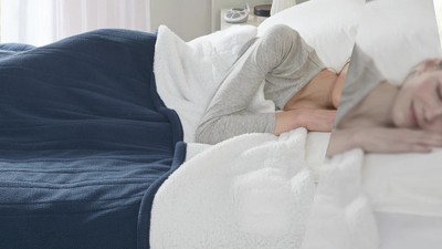 Twin Brown Fleece to Sherpa Reversible Heated Blanket