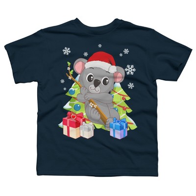 Boy's Design By Humans Santa Climbing Koala Bear Christmas T-Shirt By thebeardstudio T-Shirt