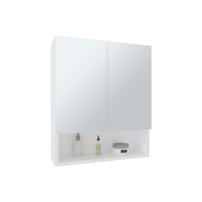 GlasFlength Decorative Wall Mirrors Wall Art Bathroom Decor Cabinet Open Storage Cabinet Mirrors for Bathroom Wall, White, 5.9"*19.7"*23.3"