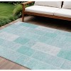 Aqua Teal Blue And Silver Patchwork Washable Indoor Outdoor Area Rug - 2 of 4