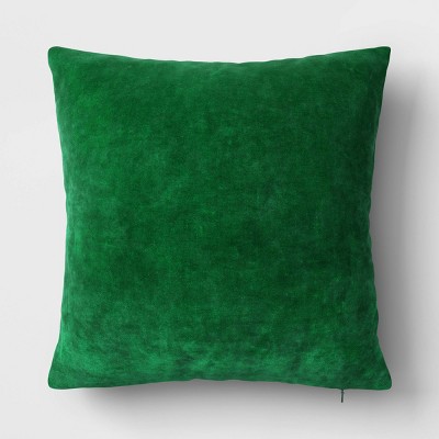 Velvet Square Throw Pillow With Zipper Closure Green Threshold Target