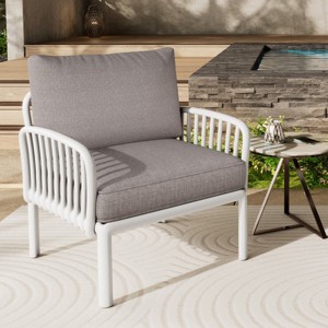 Patio Accent Chair,Modern Arm Chair With Waterproof Thick Cushion,Patio Chairs Outdoor,Outdoor Furniture -Maison Boucle - 1 of 4