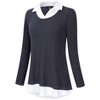 WhizMax Women's Long Sleeve Contrast Collared Shirts Patchwork Work Blouse Tunics Tops - 3 of 4