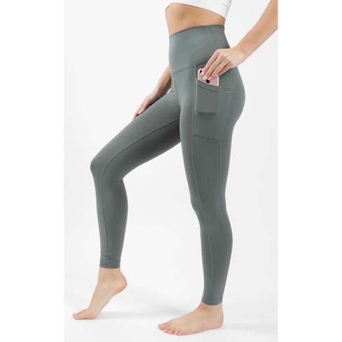 90 Degree By Reflex Womens 90 Degree By Reflex High Waist Cotton Elastic  Free Cloudlux Ankle Leggings with Side Pocket - Dark Sage - X Small
