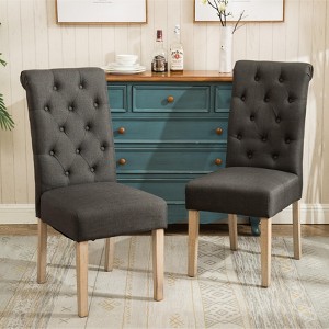 APRILSOUL 39.20"Habit Solid Wood Tufted Parsons Dining Chair, Set of 2 - 1 of 4