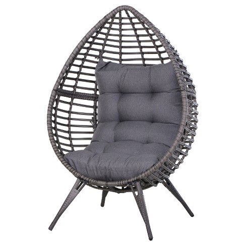 Egg Chair Outdoor Basket Chairs - 2 PC Wicker Patio Cuddle Chair with  Cushions Rattan Tear Drop Egg Cocoon Chair for Indoor Bedroom Outside Porch  Deck