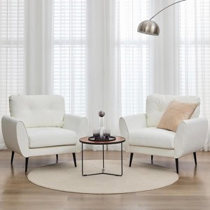 TYBOATLE Blue Leather Accent Chair, Tufted Mid-Century Armchair for Salon, Office, Living Room - 1 of 4