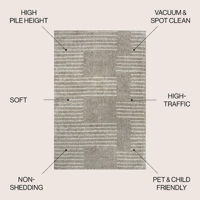 Gray and Ivory Rectangular Shag Area Rug