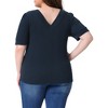 Agnes Orinda Women's Plus Size Ribbed Knit V-Back Pullover Elegant T-shirts - 4 of 4