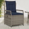 vidaXL Reclining Patio Armchairs 2pcs - Gray Poly Rattan Outdoor Loungers with Adjustable Backrests - Navy Cushions Included for Garden, Deck & More - 2 of 4