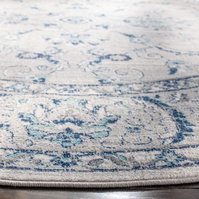 Hand-Knotted Elegance Round Gray Synthetic 59" Rug