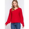 Slickblue Women's Double V-Neck Sweater, Long Sleeve Relaxed Fit, Black/Grey/Red/Yellow Knit, Size S-L - 2 of 4