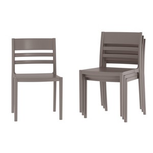 Flash Furniture Bridgeport Set of 4 Indoor-Outdoor Stacking Patio Chair with Slatted Backrest, Commercial All-Weather Resin Chair - 1 of 4