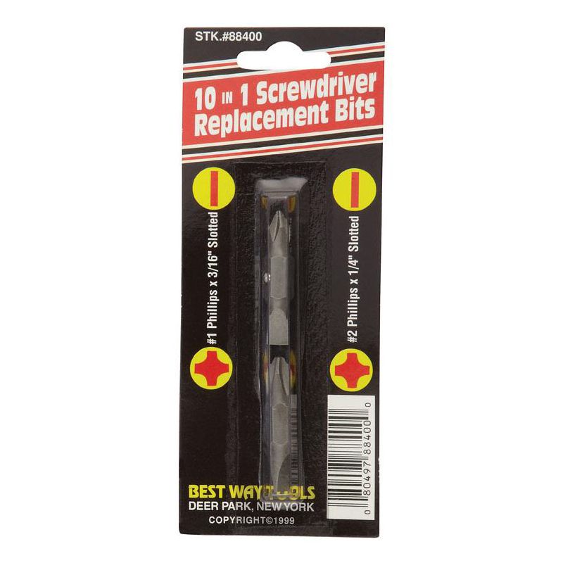 Best Way Tools Phillips/Slotted 2 in. L Double-Ended Screwdriver Bit Set Carbon Steel 2 pc, 1 of 2